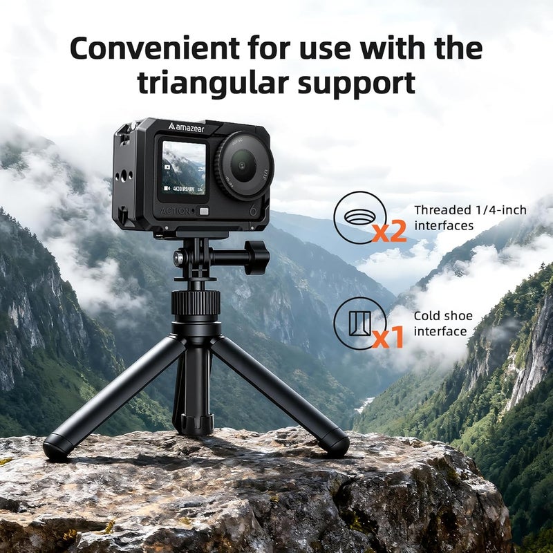 AMAZEAR Metal Protective Case for DJI Osmo Action 6 Accessories, Action6 Pro Multifunction Utility Frame Cage, Stronger Aluminum Housing Hard Cover with Soft Silicone Lens Caps, Black - Image 5